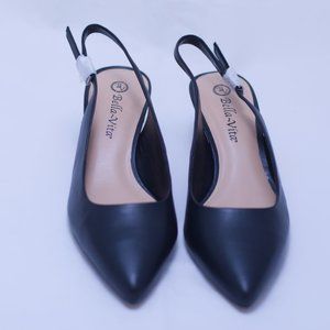 Bella-Vita Women's Scarlett Pump Slingback in Black Leather Size 8.5 W